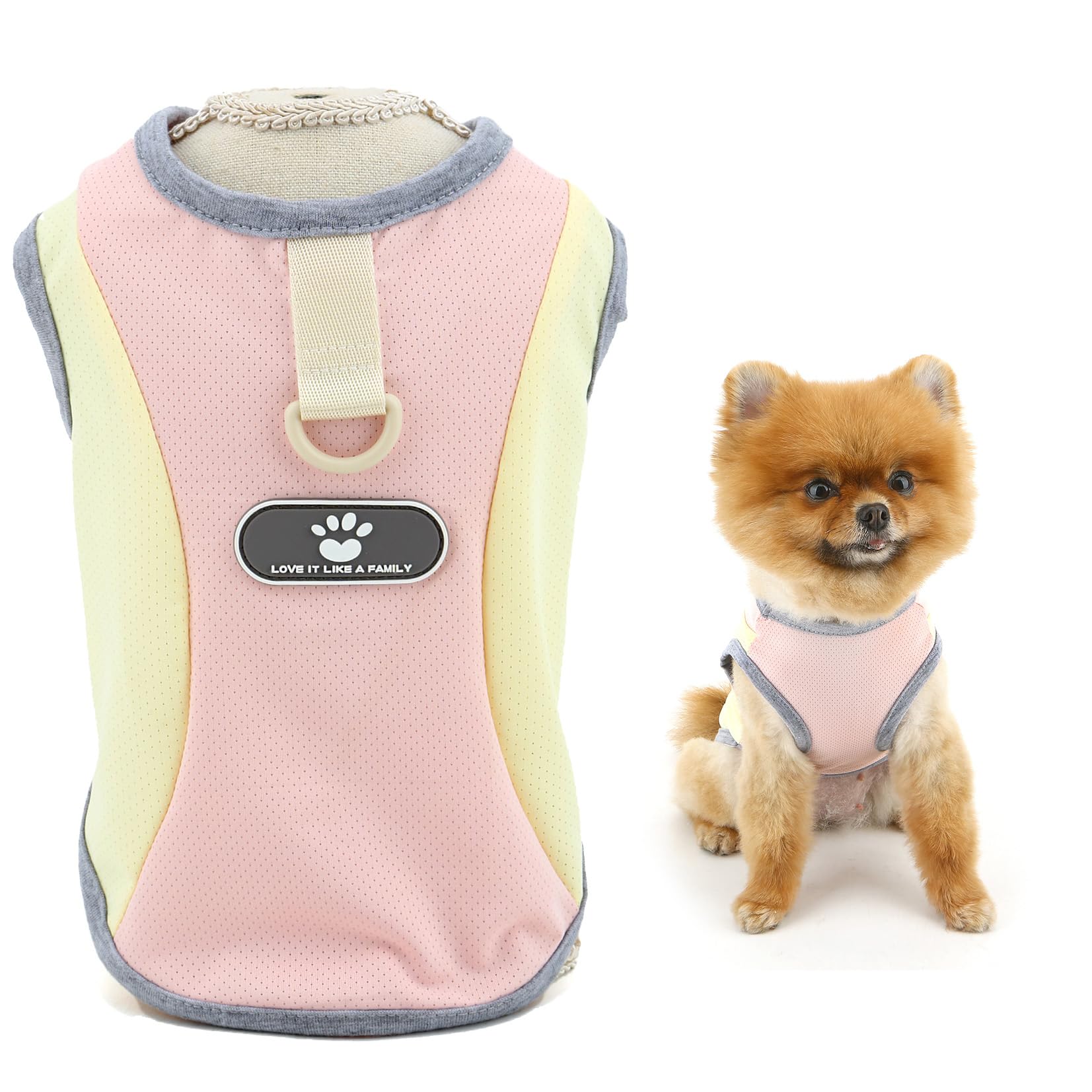 SMALLLEE_LUCKY_STORE Cool Mesh Dog T-Shirts for Extra Small and Small Dogs Pet Tank Top with D-Ring UV Resistant Puppy Shirt Breathable Summer Vest Chihuahua Yorkie Cat Clothes, Pink, M