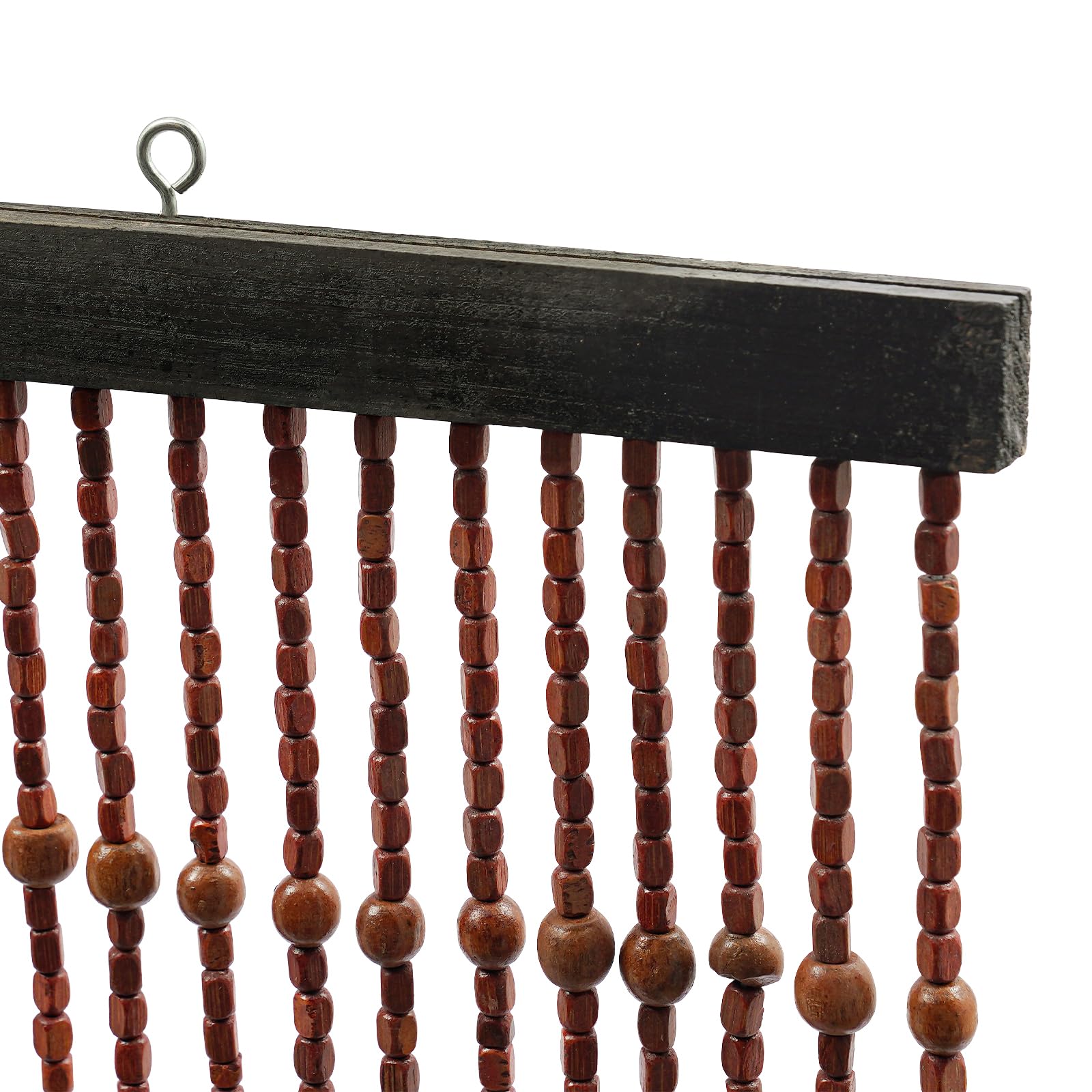Rideau de Porte en Perles de Bois 90x194 cm, Rideau décoratif bohème rétro avec 60 brins, séparation de pièce pour Porte entrée Salon Chambre Balcon