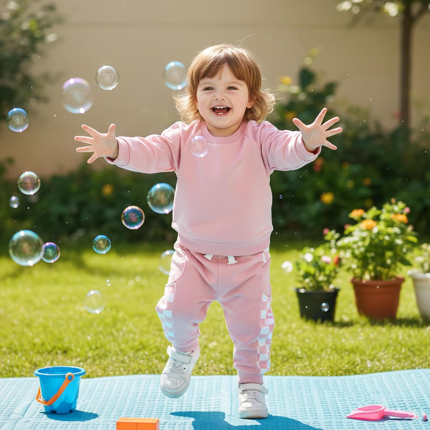 allshope Toddler Baby Girl Fall Outfit Patchwork Long Sleeve Sweatshirts Elastic Waist Pants Cute Newborn Clothes Set - Image 6