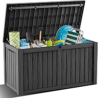 DRATO 180 Gallon Waterproof Deck Box - Lockable UV-Resistant Outdoor Storage Chest for Patio Cushions, Tools (Black)