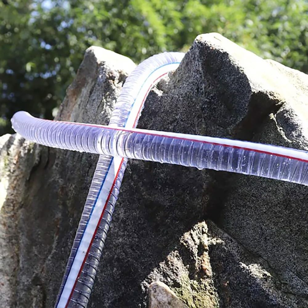 Manguera PVC Transparente Armada 1M, Tubo Plástico Flexible con Espiral Acero Inoxidable, Resistente a Intemperies para Transferencia Agua, Aspiración Aceite & Líneas Vacío(ID 42mm)