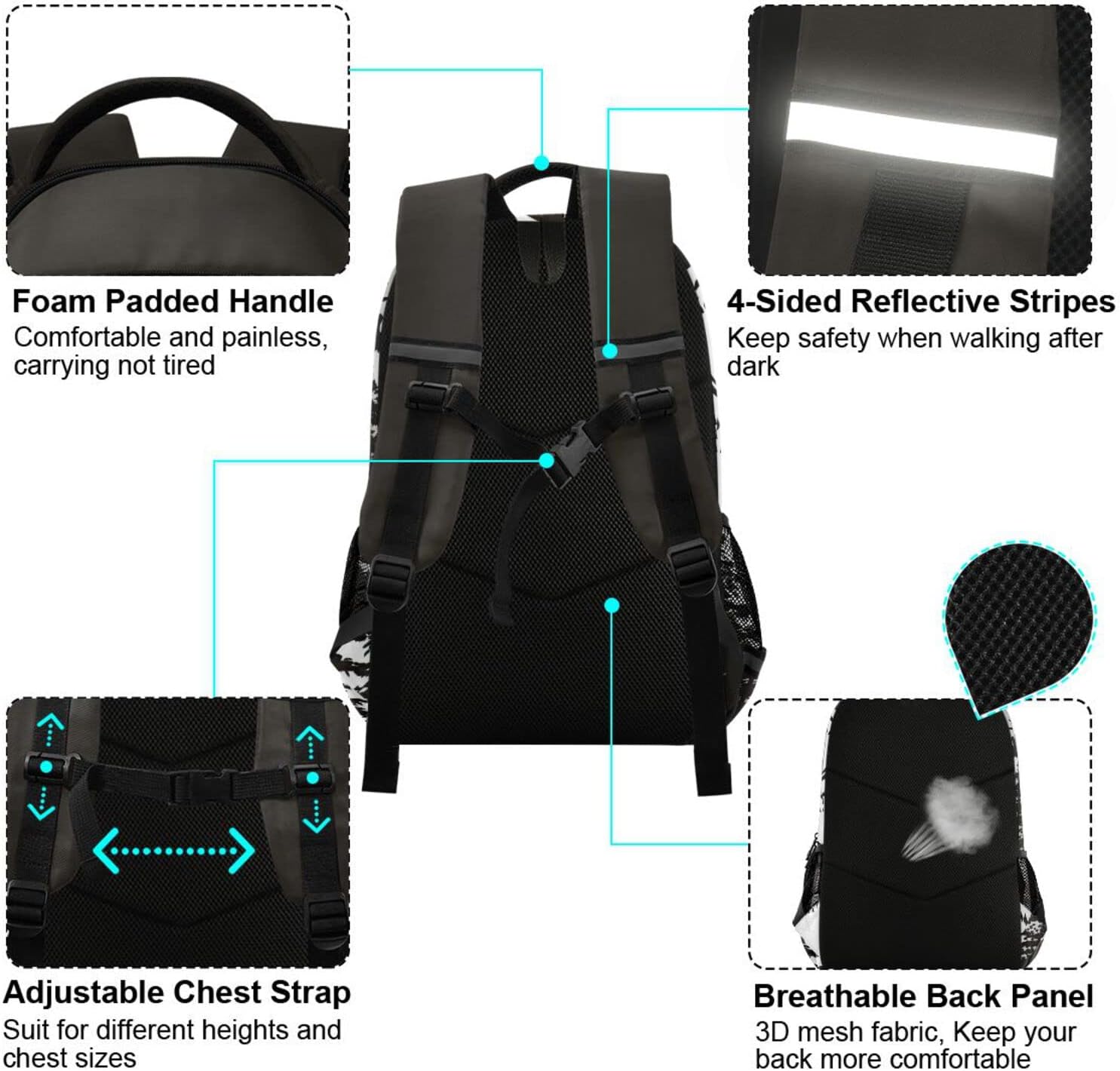 Sasquatch Forest Kids Backpack Lightweight Middle School Elementary Bookbags for Boys Girls School Bag with Chest Strap 11.6 X 6.9 X 16.7 in