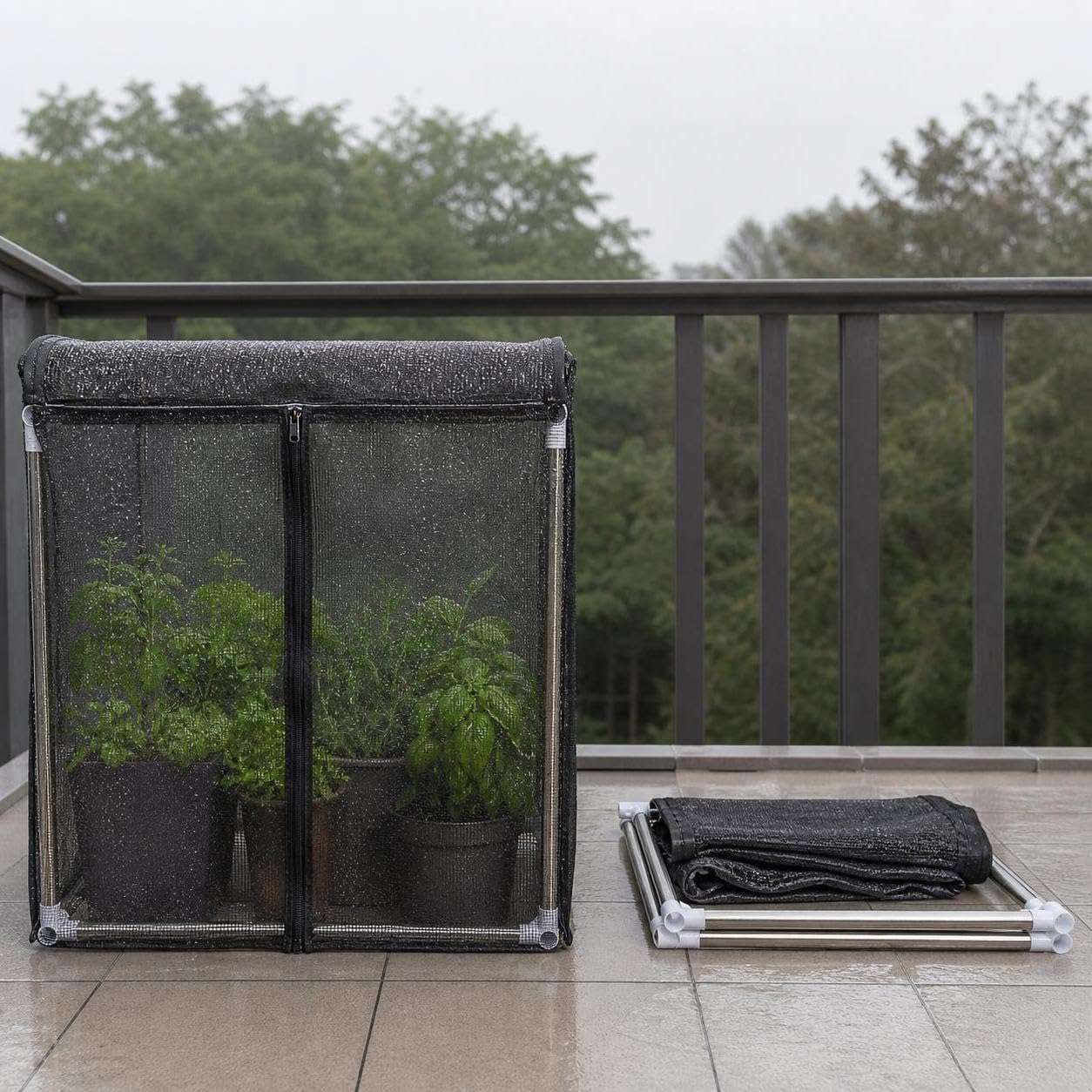 Mini Serra Giardino Protezione Piante , Lungo 150 largo 40 - alto 40 | Telaio acciaio inossidabile - riparo sole - pioggia - cerniera - per giardinaggio - per piante giovani - per orto domestico