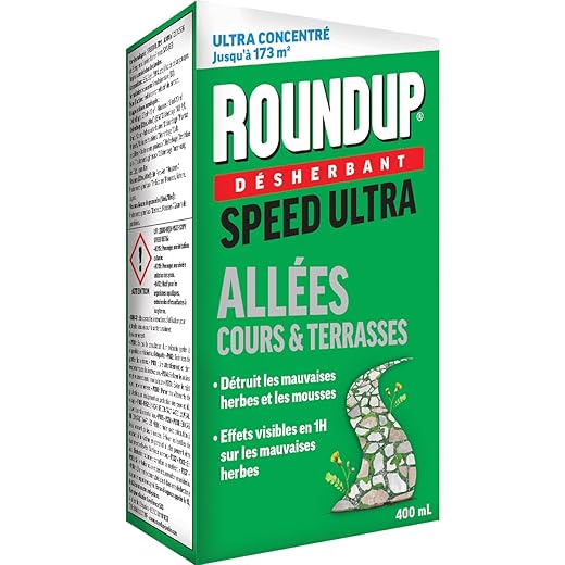 ROUNDUP Concentrated Weed Killer Courses, Driveways & Terraces – 2-in-1 Action Weeds & Mosses – Effects in 1 Hour – 400 ml