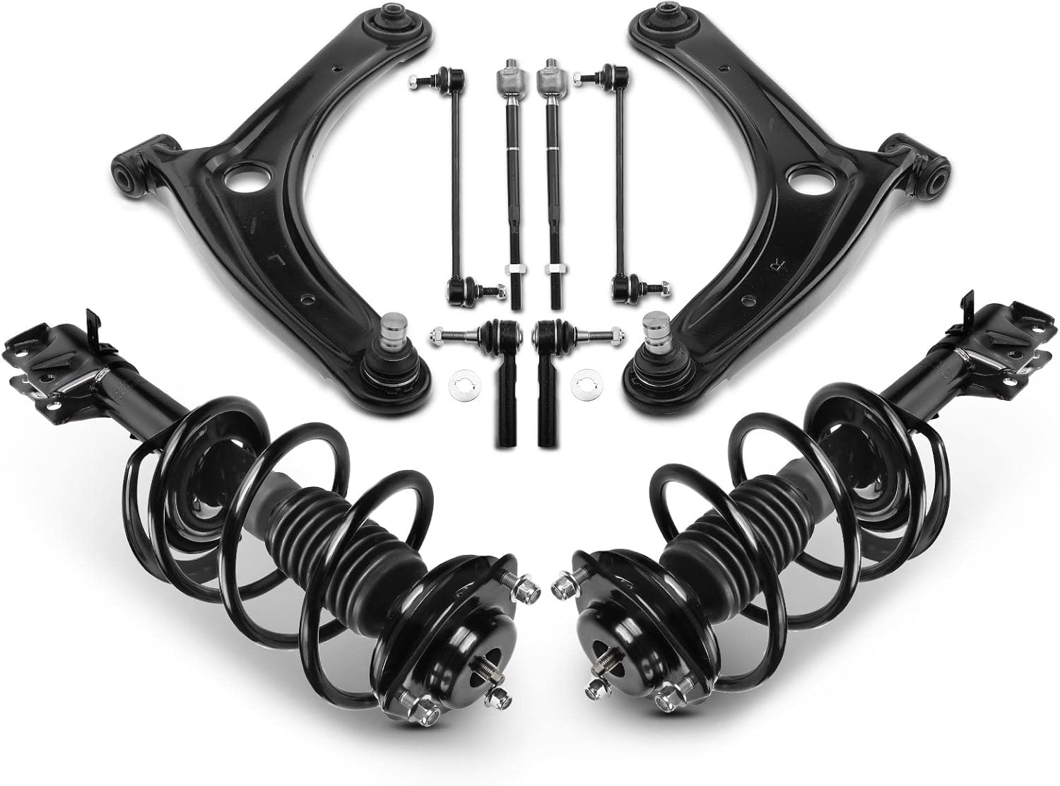A-Premium 10Pcs Front Suspension Kit, Lower Control Arm with Ball Joint, Sway Bar, Tie Rod End, Strut Coil Assembly, Compatible with Dodge Caliber 2007-2012, 2.0L 2.4L