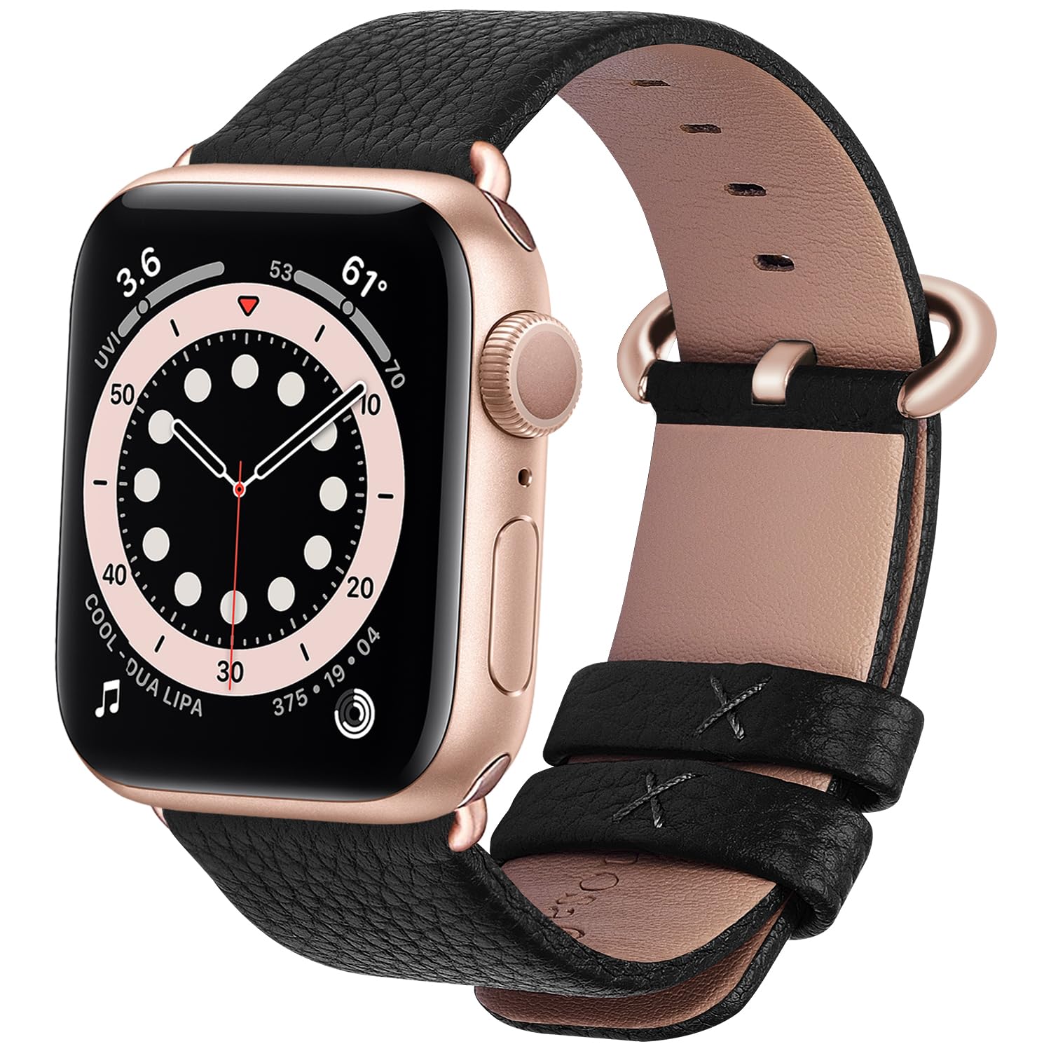 Fullmosa Leather Band Compatible with Apple Watch 38mm 40mm 41mm 42mm 44mm 45mm 49mm Women Men Band Strap for iWatch SE2/SE/8/7/6/5/4/3/2/1,38mm 40mm 41mm Black