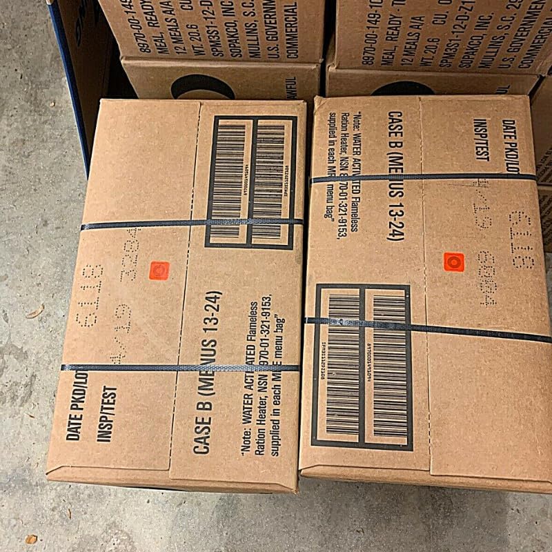 MRE (Ready-to-Eat) Meal Kit A and B Bundle Cases - Genuine U.S. Military Surplus Supply Box with Heater - Nutritional Emergency Food Bulk - Survival Food Rations Pack - Inspection Date 2025 or Better