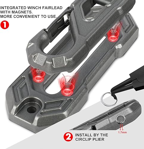 Miniatura 8 de X-BULL Winch-Kit de cabrestante eléctrico de capacidad de carga de 13500 libras, cuerda sintética de 12 V, cabrestante eléctrico impermeable IP67