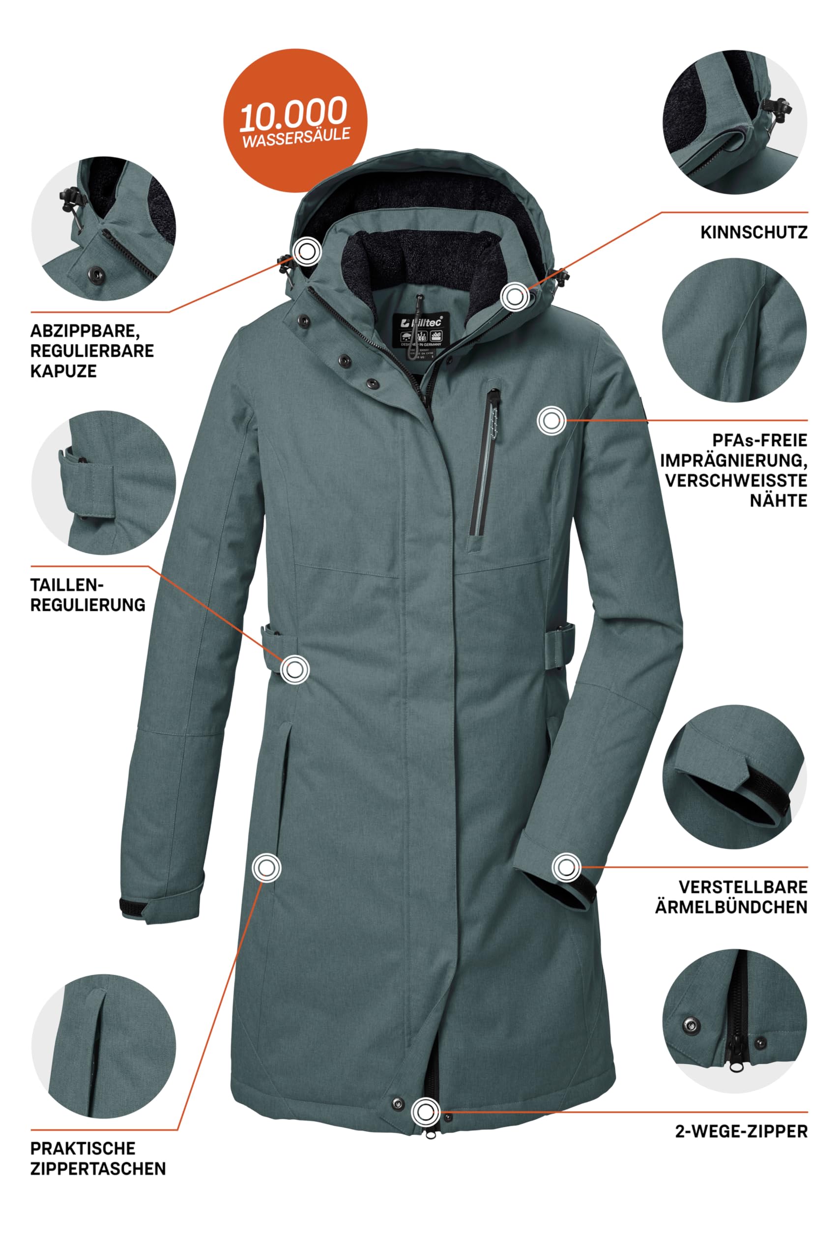 Killtec Kow 303 Wmn Prk Parka/parka funcional con capucha con cremallera Mujer