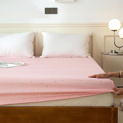 Miniatura 8 de EAVD Chic Garden - Sábana bajera ajustable floral, tamaño Queen, suave, 100% algodón, con bolsillo profundo, 1 sábana bajera color rosa