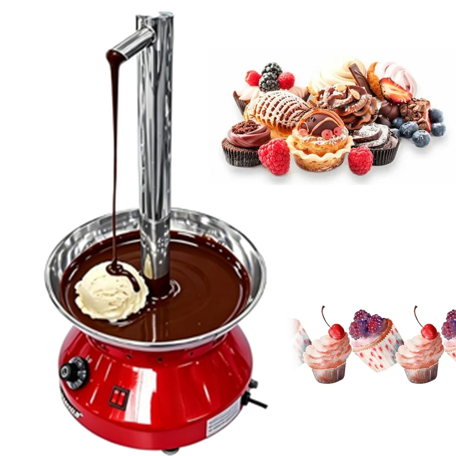 Macchina per fontana di cioccolato, in acciaio inox commerciale, temperatura regolabile, perfetta per matrimoni, feste di compleanno, buffet ed eventi, facile da usare
