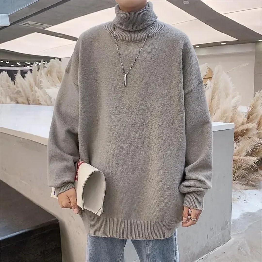 Men Knitted Warm Sweater Turtleneck Sweater Loose Pullovers Bottoming Shirt Pullovers Sweater