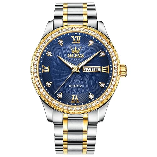 OLEVS Men's Casual Stainless Steel Watch, Big Face Easy to
