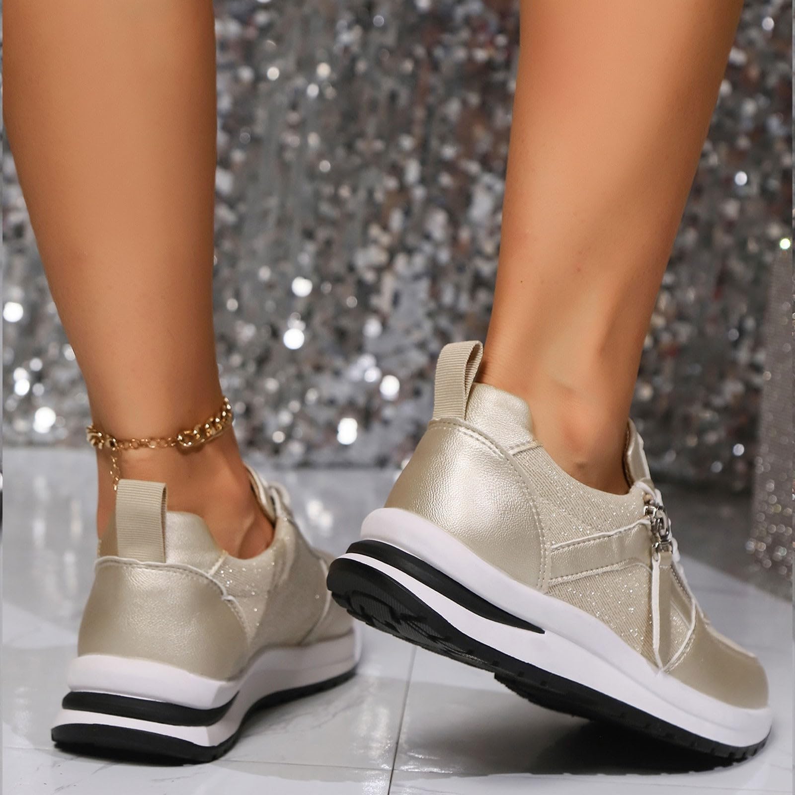 Sneakers Donna Estive con Platform - Scarpe da Ginnastica Corsa Sportive | Sneakers Suola Comfort Antiscivolo Con Cerniera Scarpe Basse Impermeabili Ammortizzate Sneaker Passeggio E Fitness