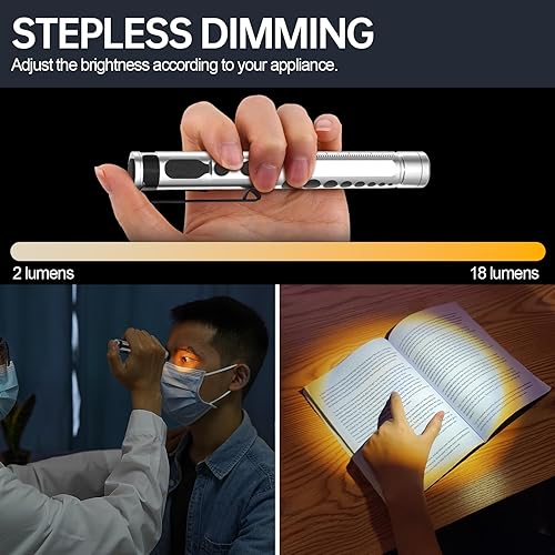 Vista 17 de RISEMART Luz de bolígrafo para enfermera, luz LED médica recargable, blanco cálido/frío y atenuación continua, luz médica portátil para enfermera