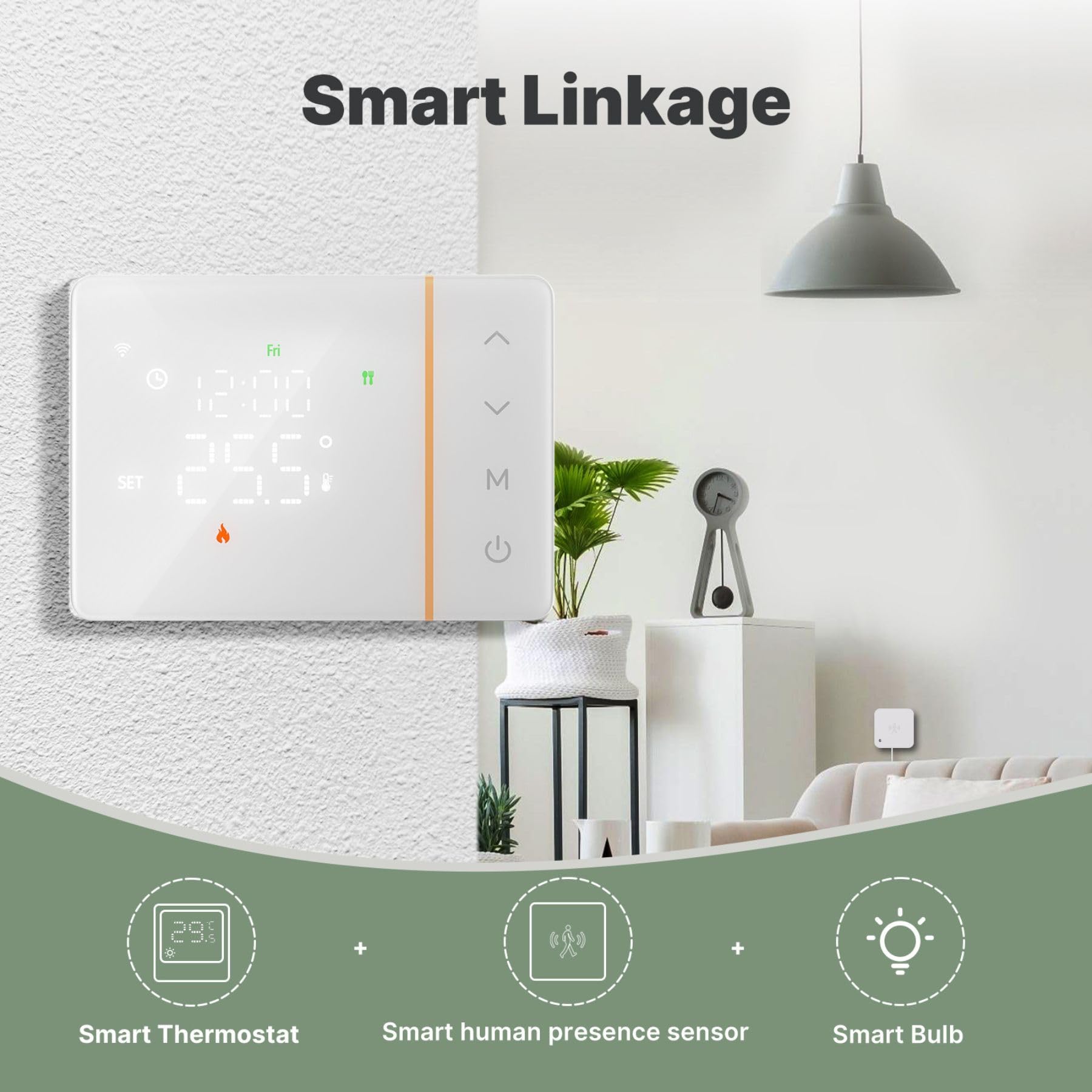 Termostato WiFi a Batterie, Bianco Rettangolare, Per Scatola 502 e 503, Montaggio Anche Esterno Parete, Smart per Caldaia a Gas, Cronotermostato Settimanale, APP TUYA Smart Life