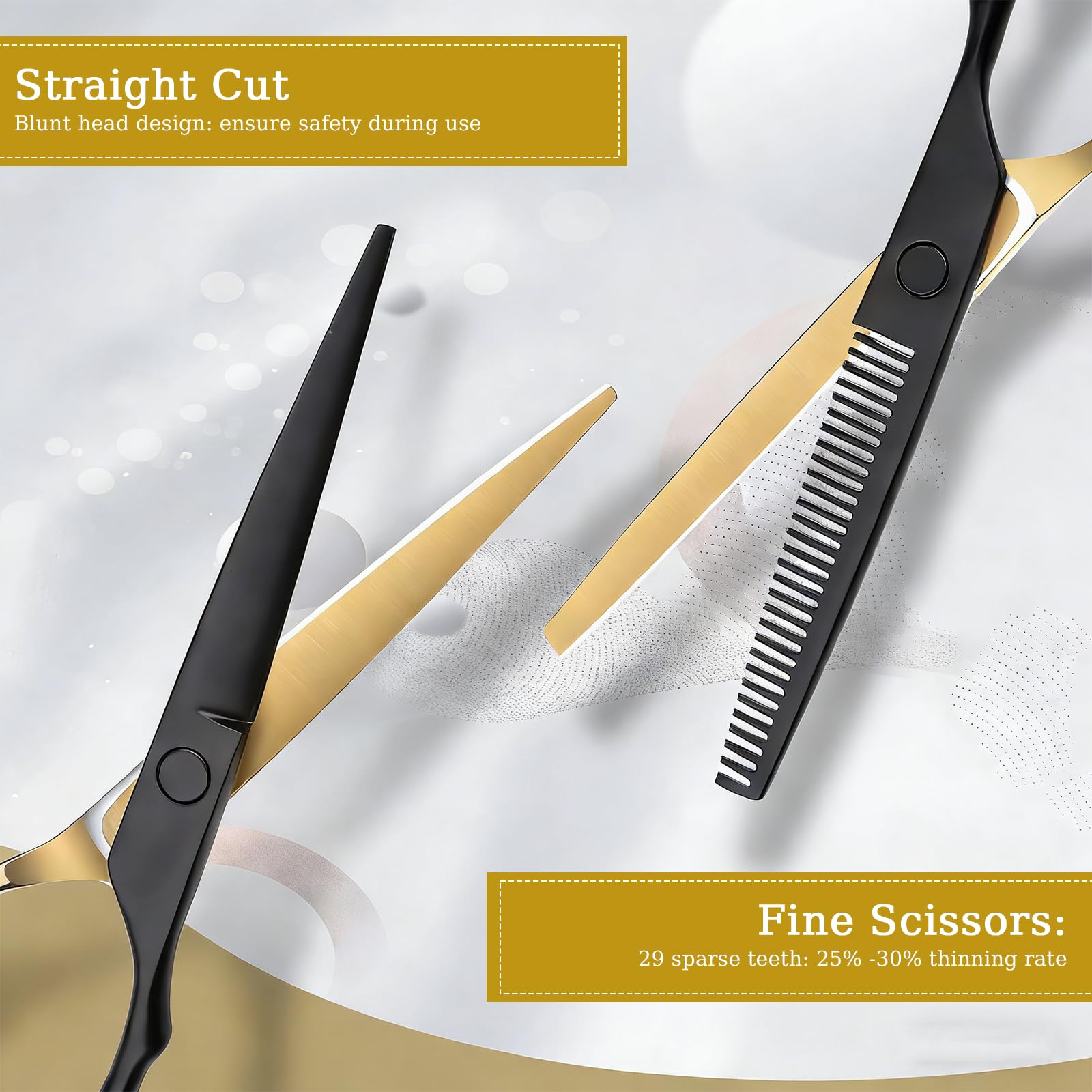 Forbice per Sfoltire i Capelli, Forbici Parrucchiere Professionali Barbiere, Set Professionale di Forbici per Capelli in Acciaio, Borsa per Parrucchieri, Principianti e Uso Domestico