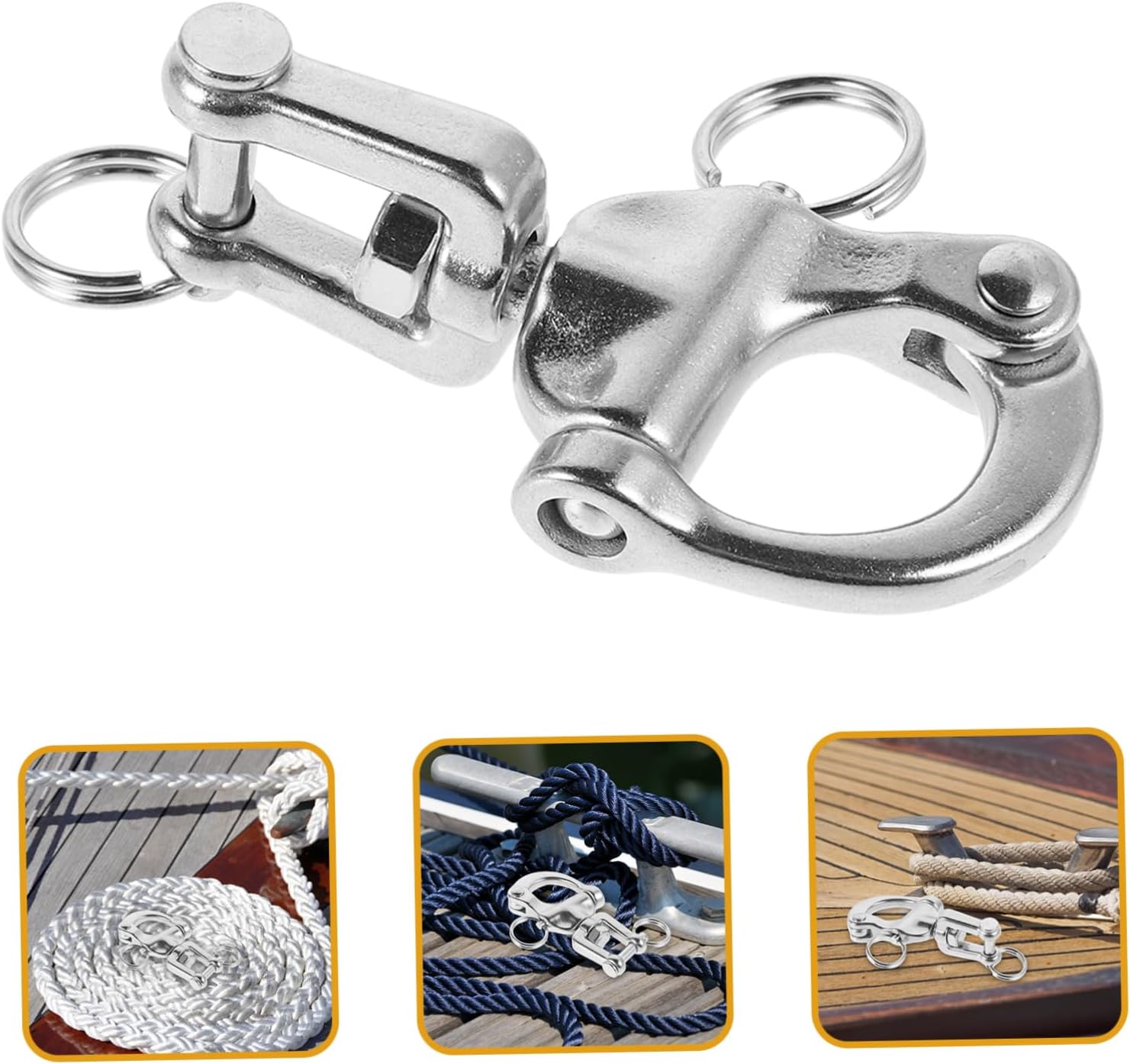 YARNOW Stainless Steel Swivel Snap Shackle for Use Load Capacity Quick Release Jaw Shackle for Boats and Yachts Durable Handpull Operation Versatile Rigging