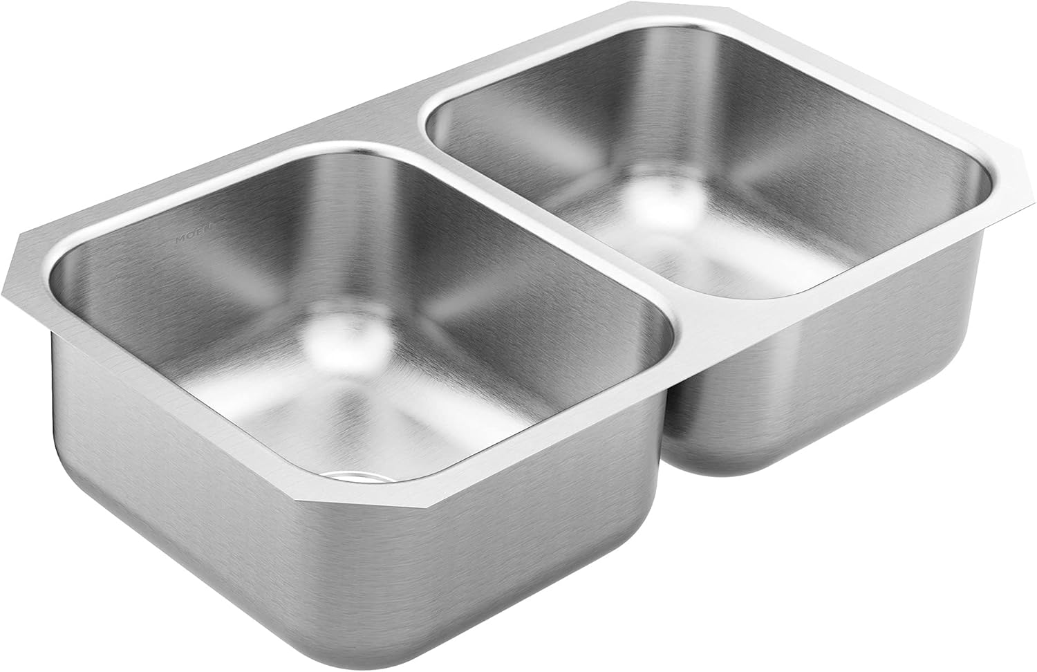 Moen GS18210 1800 Series 31.75-inch 18 Gauge Undermount Double Bowl Stainless Steel Kitchen Sink, 8-inch Depth