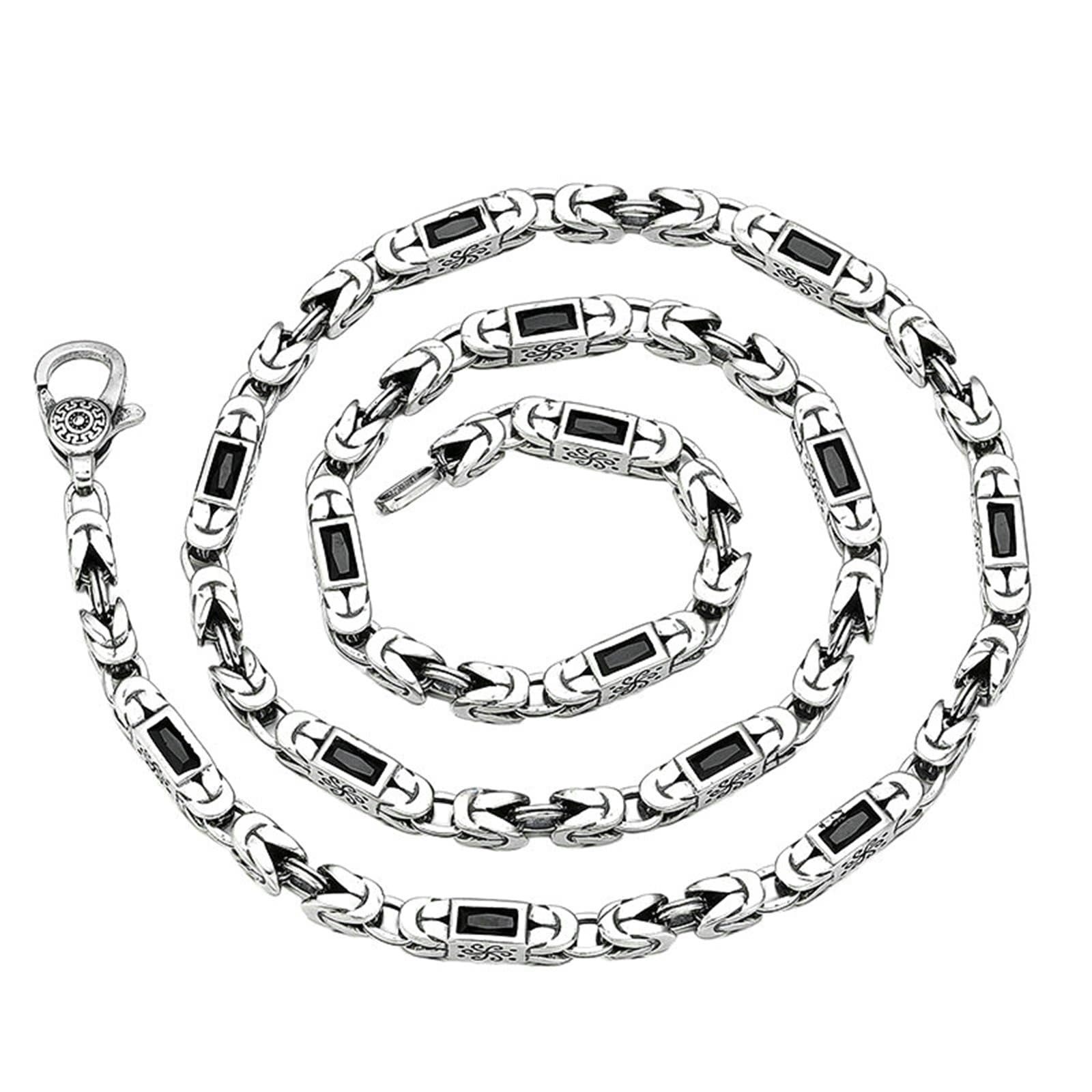 Collar de plata de ley maciza con cadena Belcher y circonita cúbica