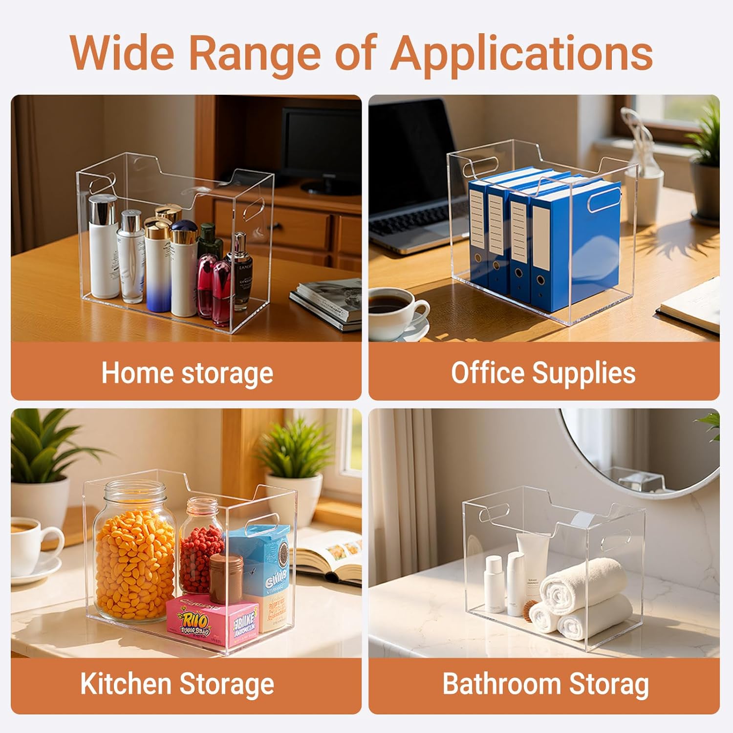 Acrylic File Folder Organizer Box, Letter Size Hanging File Organizer, Clear File Holder with Handles, Desktop Hanging File Storage Organizer for Home Work School Office Supplies1 Pack