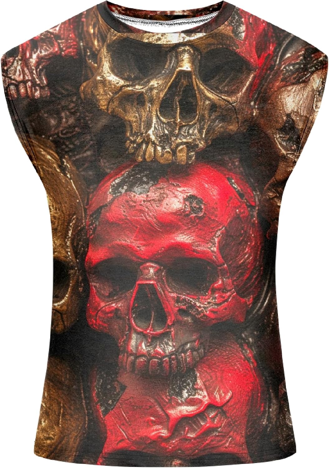 Graphic Tank Tops Men Skull Printed Sleeveless Summer Oversized Loose Gym Workout Breathable Sportswear - Image 3