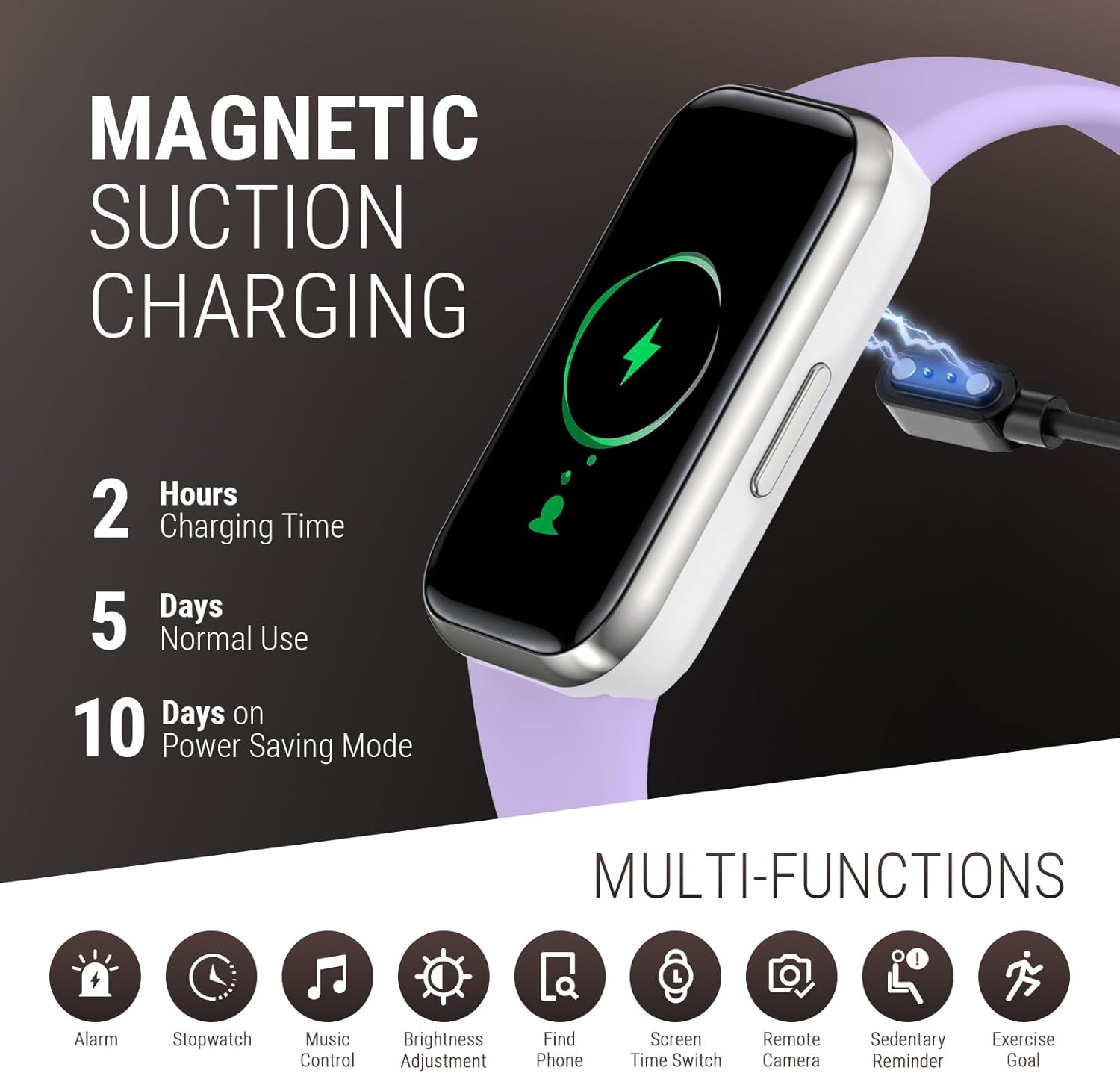 ZURURU H98 Fitness Tracker charging via magnetic cable