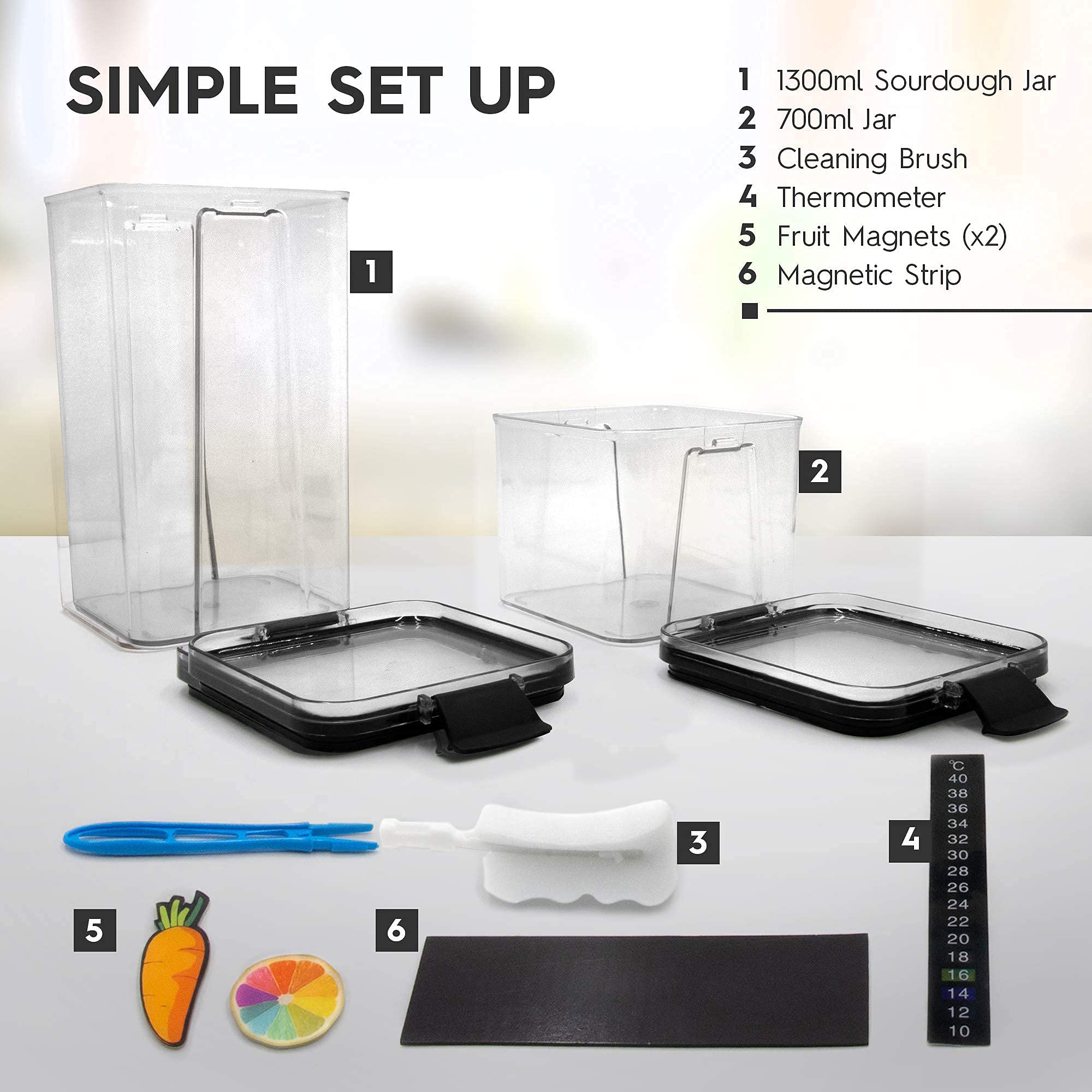 Sourdough Starter Jar Kit (68 oz Total) Reusable Sour Dough Starter