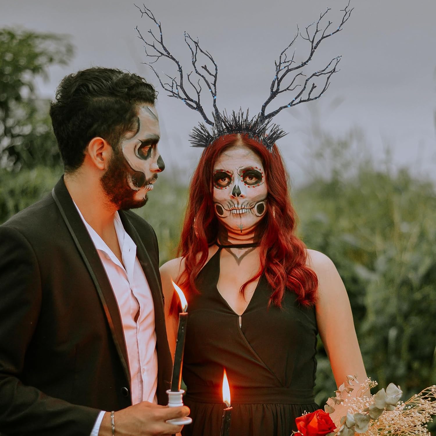 ARTIBETTER 9 Pcs Artificial Antler Branches, Decorative Faux Twigs, Witch Antler Branch, Decorative Plant Twigs for Wedding Halloween Party Home Supplies Black
