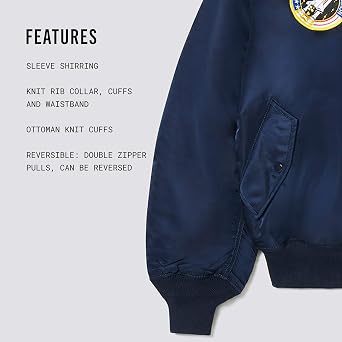 Alpha Industries MA-1 NASA Bomber Flight Jacket - Fighter Pilot Flight Jacket