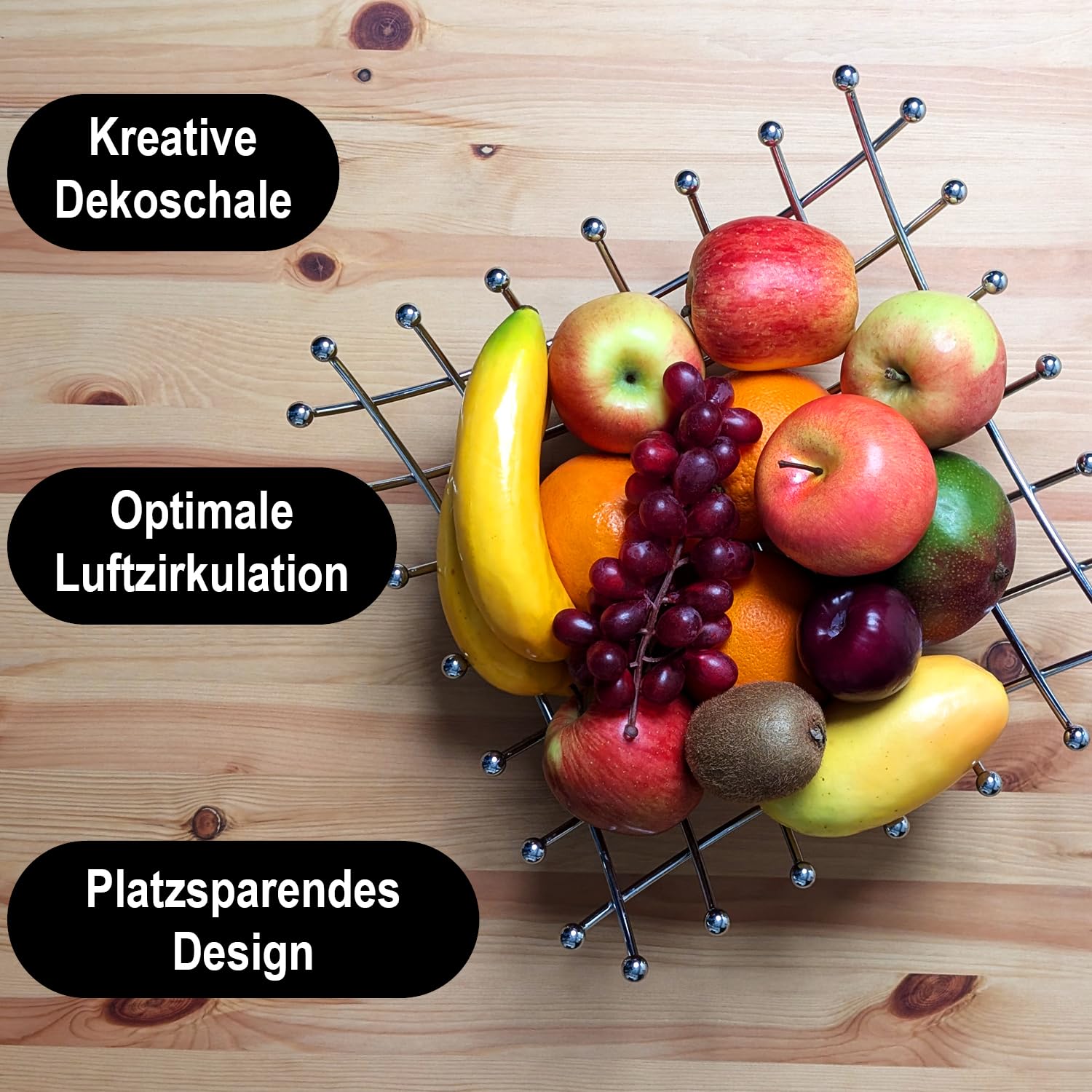 com-four® 2x ciotola per frutta in acciaio inox cromato, cestino decorativo argento, ciotola dal design moderno (color argento (cromato) - 2 pezzi)