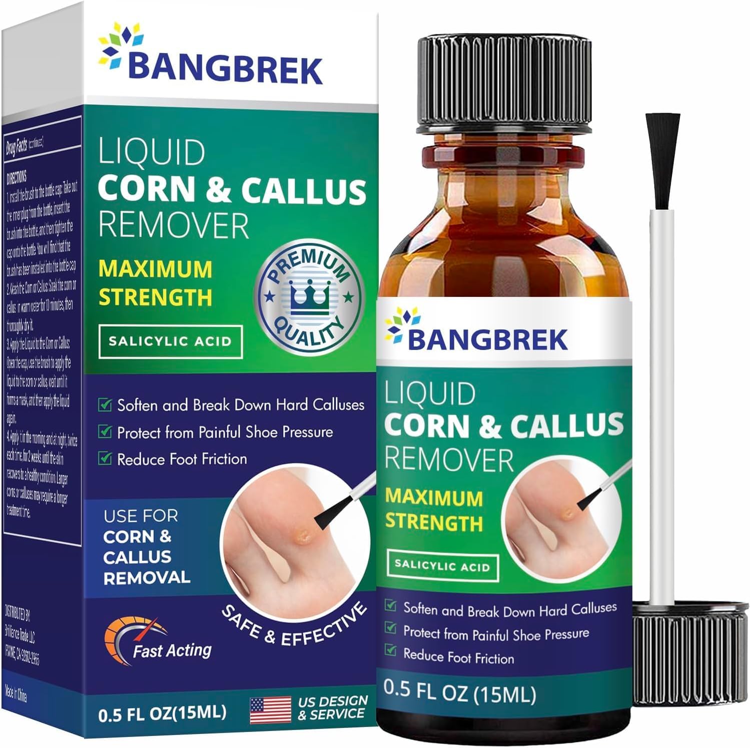 Corn Removers for Toes: Liquid Salicylic Acid Corn Removal for Feet - Corn Callus Remover for Feet Extra Strength (0.5 Fl Oz)