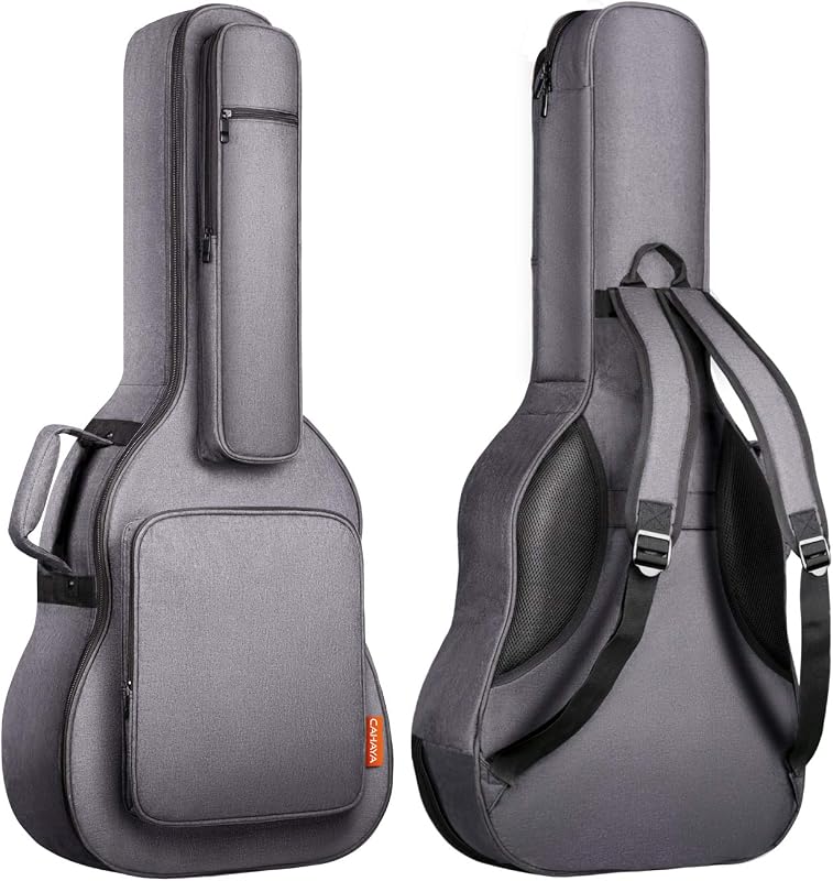 Guitar Bag Acoustic Reinforced 0.7 In Thick Sponge Soft Padded Guitar Case with 5 Pockets,Neck Cradle,Back Hanger Loop for 39 40 41 In Acoustic Classical Guitars CY0176