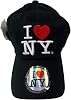 I Heart Love NY New York Round Souvenir Black Adult Baseball Cap Hat - Officially Licensed Product