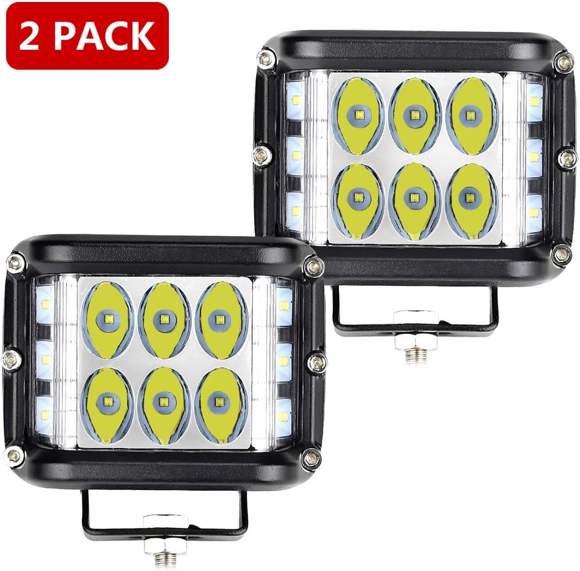 HILLSKING Side Shooter LED Pods, 36W 5880LM LED Light Bar, Off Road Driving Lights Fog Bumper Roof Light for Boat, SUV, Truck, Hunters, Motorcycle