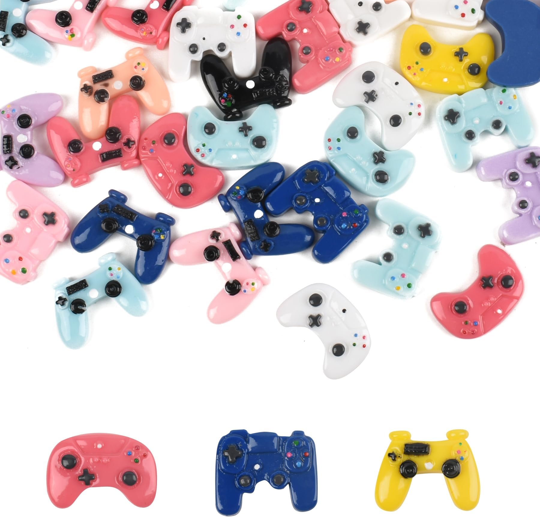 Luckforest Miniature Resin Video Game Controllers, 45 Pcs Mini Flatback Video Game Controller Embellishments for DIY Crafts Accessories Scrapbooking Phone Cases