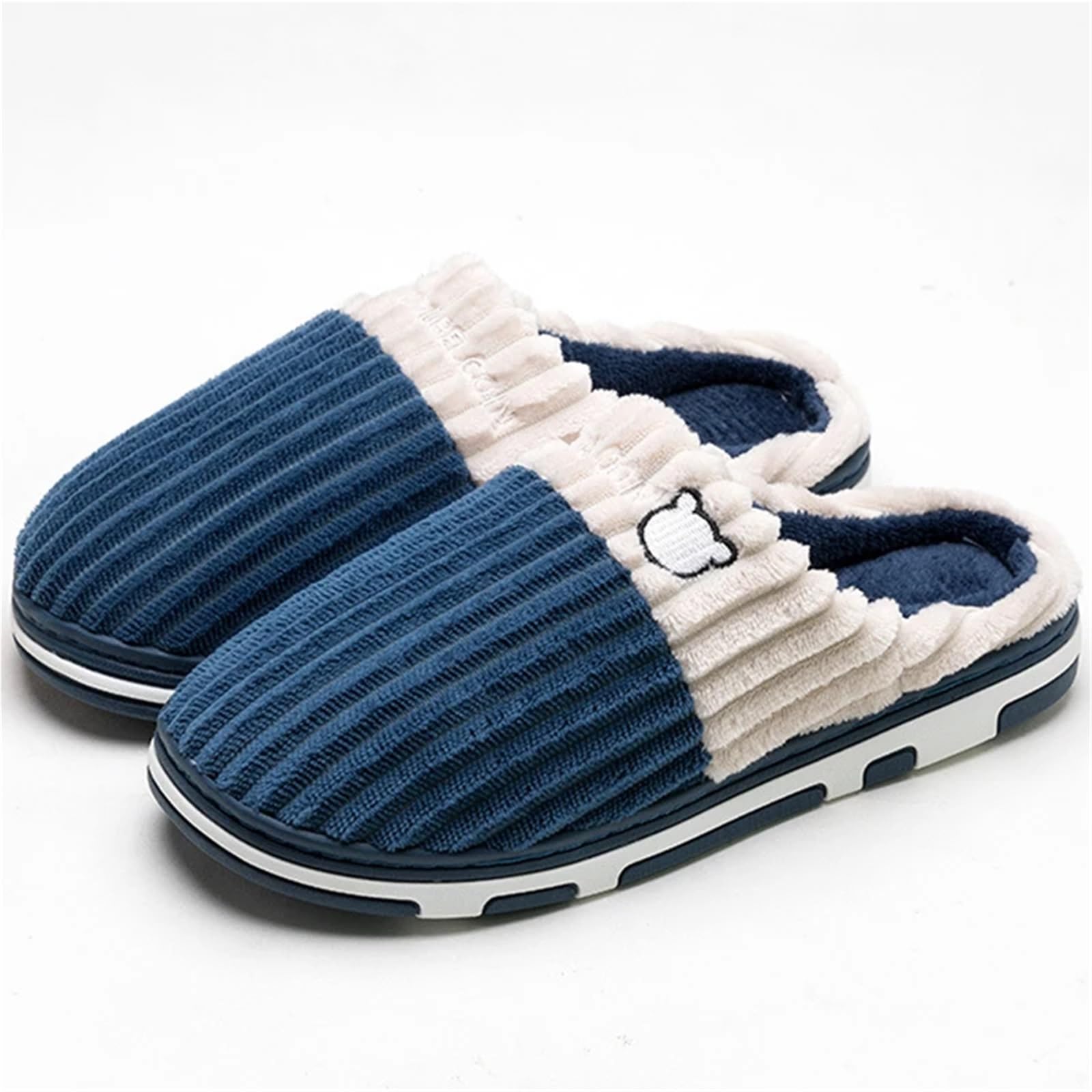ERHTGUO Smile Women Confinement Soft Cotton Slippers Warm Non-slip Plush Home Men Winter Couple(Color7,44-45)