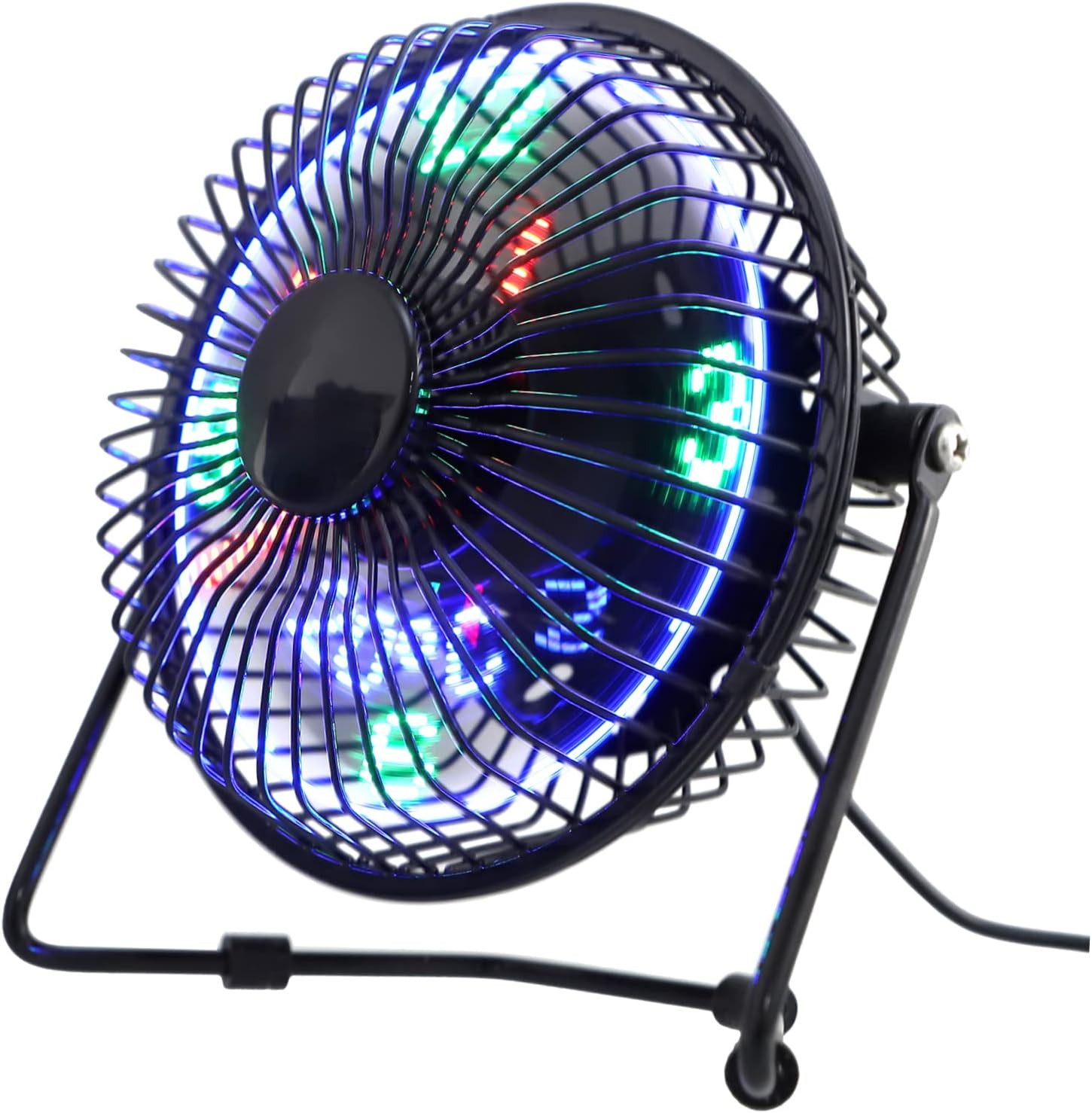 Mini Led Clock Fan Temperature Display Fan Sturdy Metal Frame for Office and Home Use