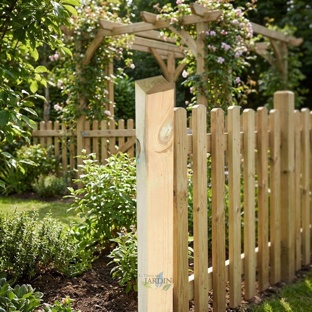 Suinga Pack 5 Postes de Madera cuadrados 80x9x9 cm | Tutores sin Punta de madera de pino | Postes para Vallas y Jardín