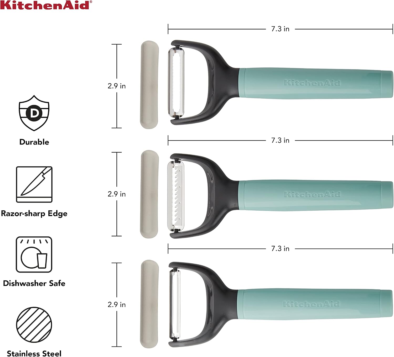 KitchenAid Universal 3-Piece Peeler Set, Aqua