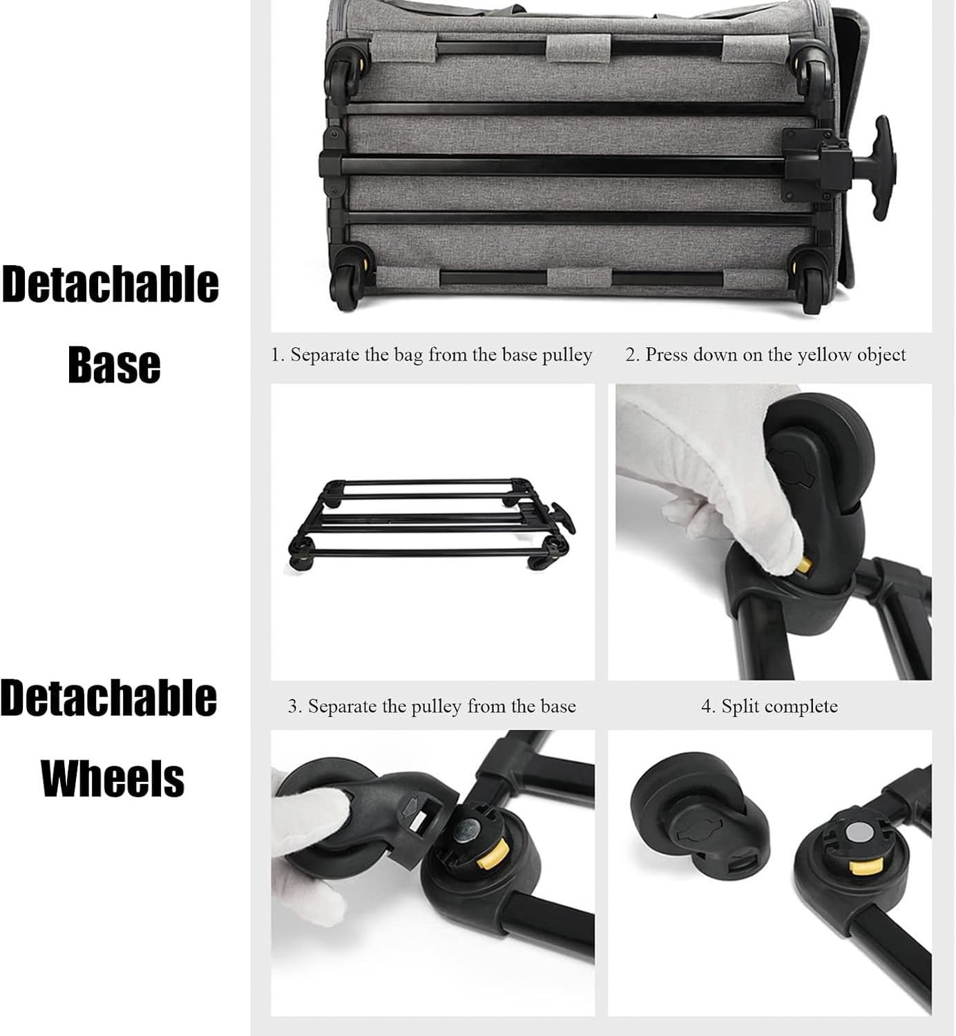 Transportín Rodante Desmontable para Perros y Gatos hasta 9kg, Mascotero Plegable de Lado Blando para Viaje, Jaula Plegable para Mascotas Pequeñas con Ruedas Ex, Black