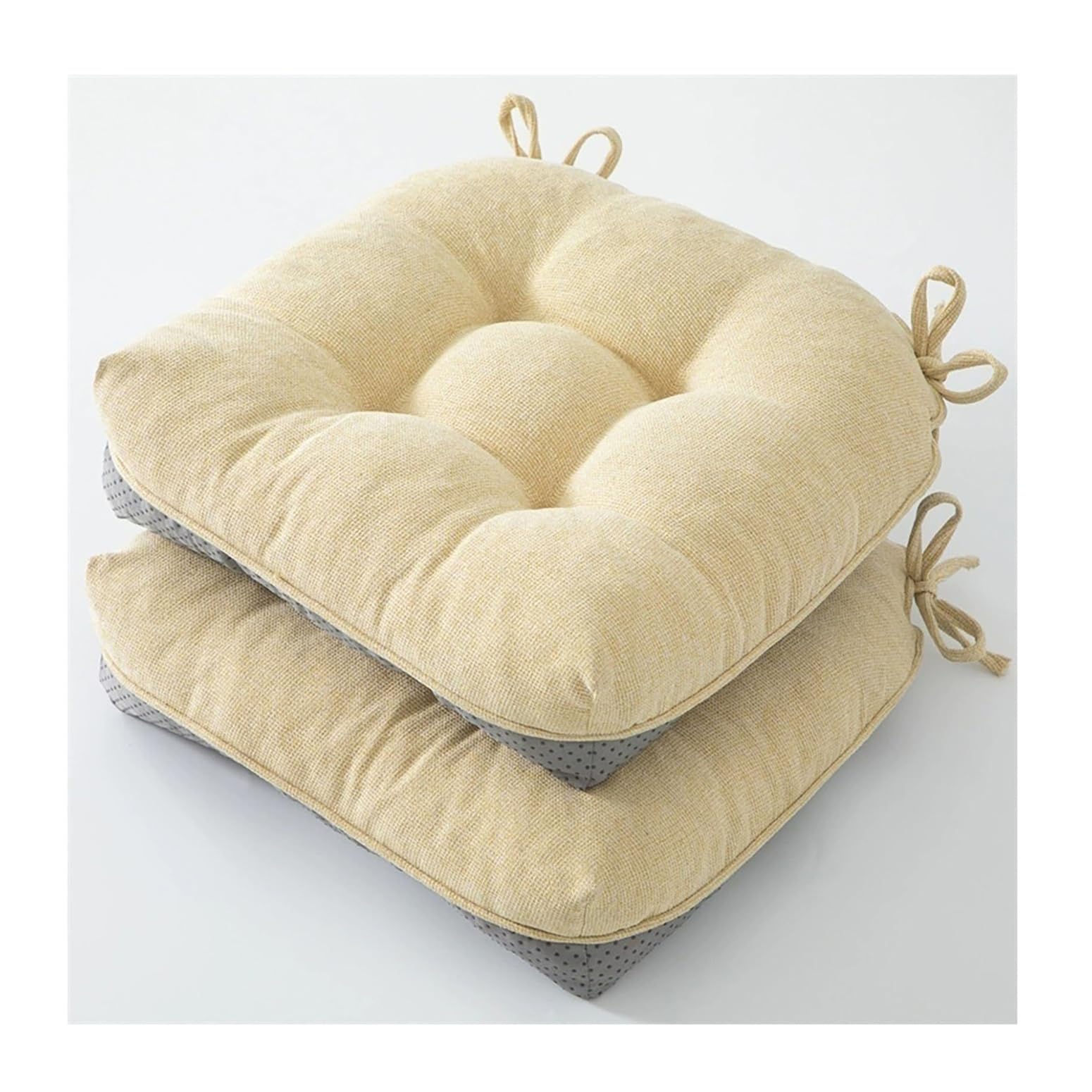 Coussins de Chaise Cuisine Confortables Lot de 2 Assises Beige Anti Glisse 40x40 cm