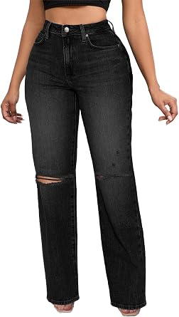 Wide Leg Jeans for Women Stretchy Straight Baggy High Waisted Jeans | Loose,Boyfriend Style,Trendy,with Pockets