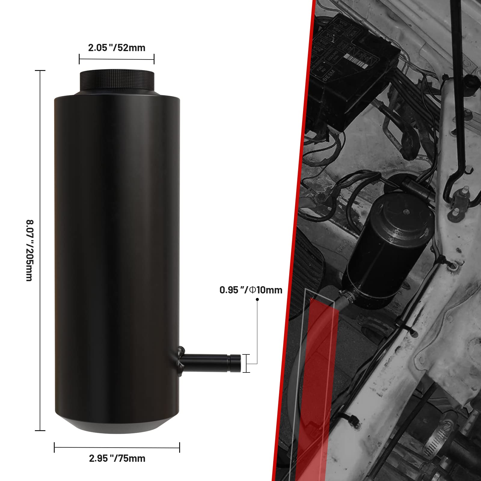 Snapklik.com : Universal Aluminum Car Overflow Tank 800ml Coolant ...