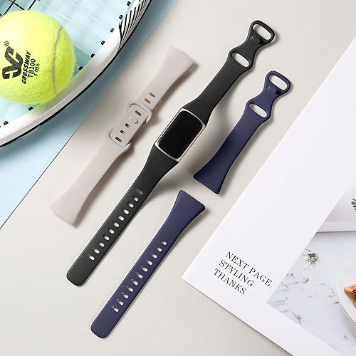 Vista 60 de Maledan Paquete de 3 correas compatibles con Fitbit Charge 5/Charge 6 bandas para hombres y mujeres, correa de repuesto deportiva suave y duradera