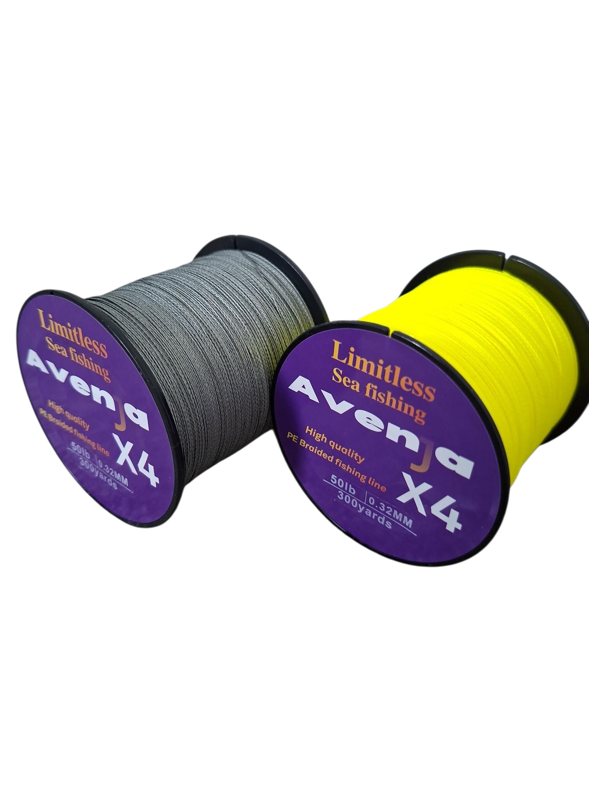 Limitless Avenja fishing braid x4 300yard spool (yellow, 25, Pounds)