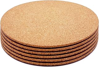 KITLAB 6 Pack Double Layer 6 Inch Cork Plant Coasters - Absorbent Mats for Houseplants, Floor Protection & Versatile Use