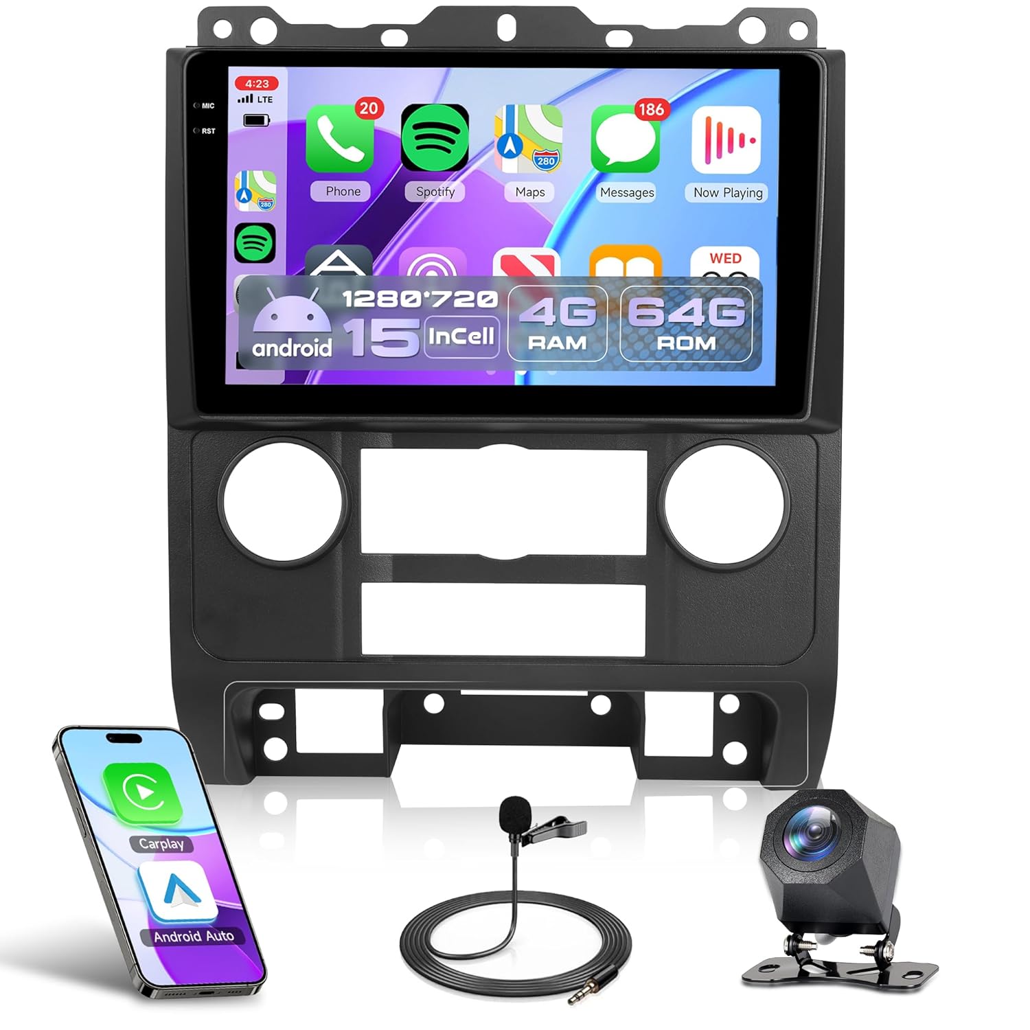 4G 64G Android 15 Car Radio for Ford Escape 2007-2012 Mazda Tribute 2007-2012 Rimoody Wireless Carplay Andorid auto