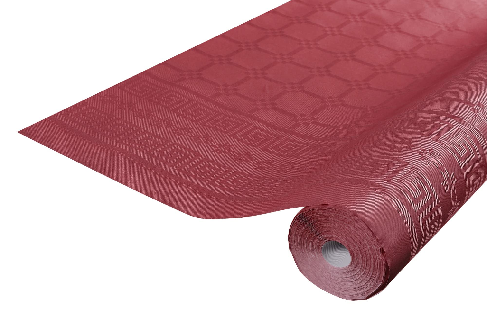 Pro Nappe - Ref R480622I - Mantel de Papel Damasco desechable en Rollo 6 M de Largo X 1,20 M de Ancho - Color Burdeos - Papel Damasco con Estampado Universal Chic y clásico - Caja de 12 Rollos