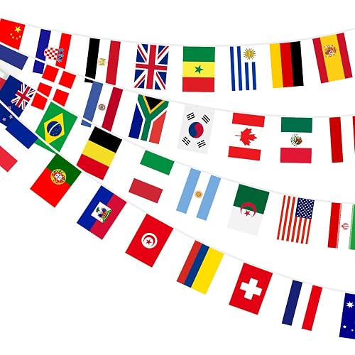 100 Countries String Flag, 84 ft World Flags Banner Bunting